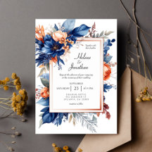 Elegant Navyblå Terrakotta Blommig Boho Bröllop