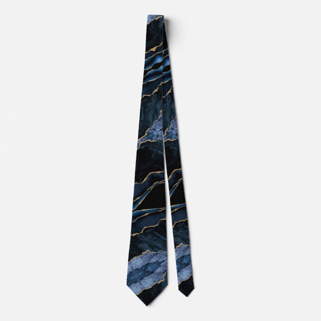 Elegant Neck Tie Agate Navy Blue Guld Glitter Slips (Framsida)