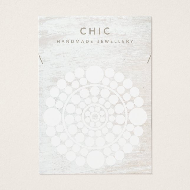 Elegant Necklace White Wood Circle Visning Holder Visitkort (Framsidan)