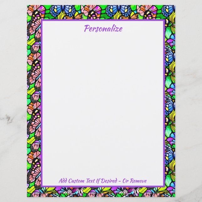 Elegant Nedfläckad GlassColorful Butterfly Mönster (Framsida)