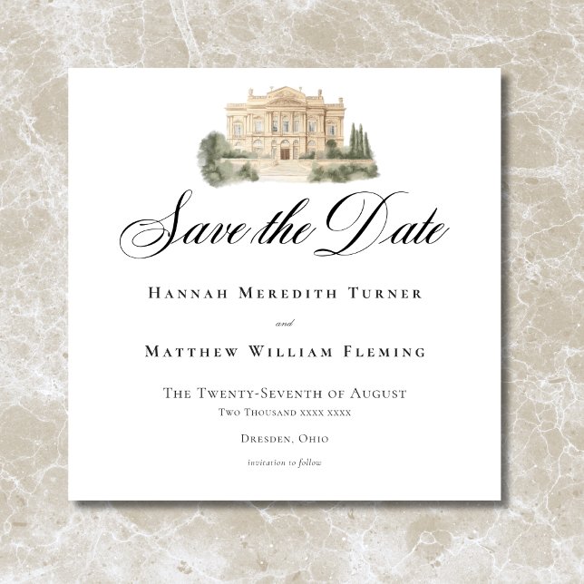 Elegant Neoklassisk Vintage Scenes Bröllop Spara Datumet (Elegant Neoclassical Vintage Scenes Wedding Save The Date)
