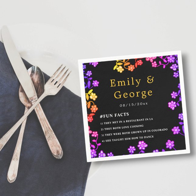 Elegant Neon Färg Ro Modern Blommigt Bröllop Pappersservett (Skapare uppladdad)