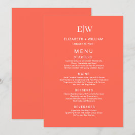 Elegant Neon Flare med Monogram Bröllop Meny