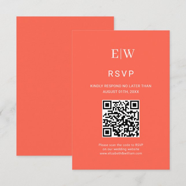 Elegant Neon Flare med Monogram Bröllop OSA Kort (Fram/baksida)