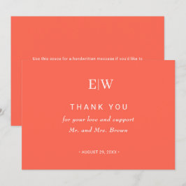 Elegant Neon Flare med Monogram Bröllop Tack Kort