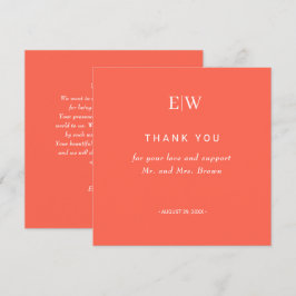 Elegant Neon Flare med Monogram Bröllop Tack Kort