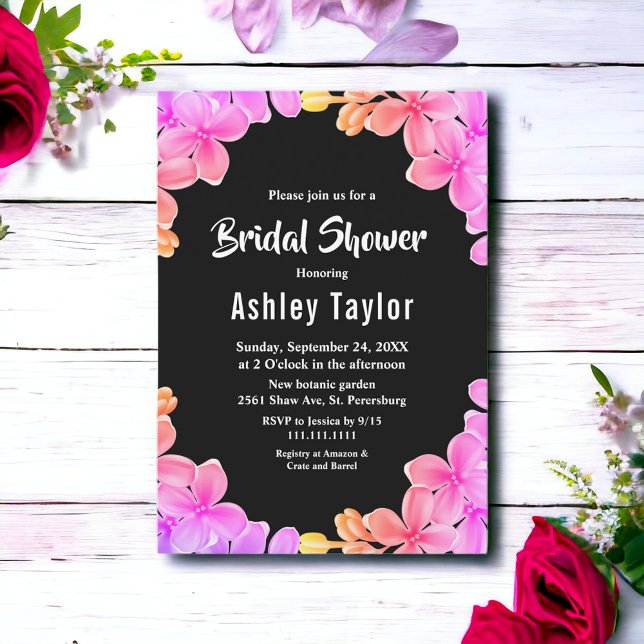 Elegant Neon Ljus Ro Blommigt Möhippa  Inbjudningar (Skapare uppladdad)