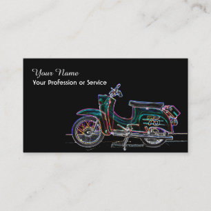 Elegant Neon Pop-Art Retro-motorcykel Visitkort