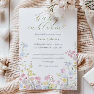 Elegant Neutral Baby in Bloom Baby Shower Inbjudningar