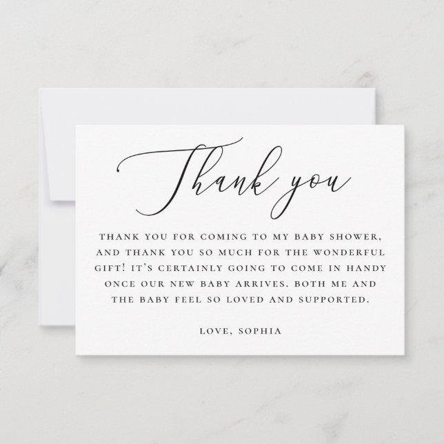Elegant Neutral Baby Shower | Minimalist Script Tack Kort (Framsida)