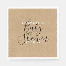 Elegant Neutral Baby Shower Rustik Skrift Pappersservett
