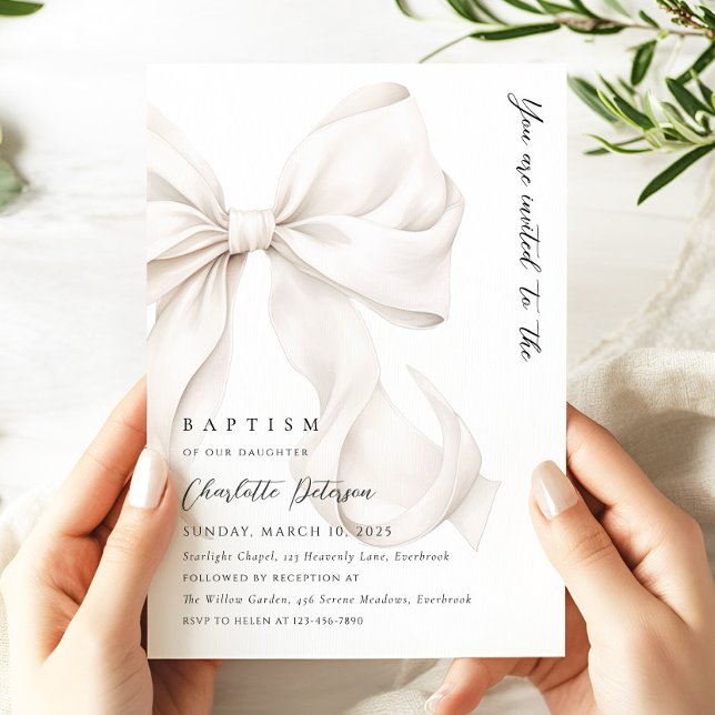 Elegant neutral bågdopinvitation inbjudningar (Skapare uppladdad)