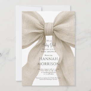 Elegant neutral båge babyflicka shower inbjudningar