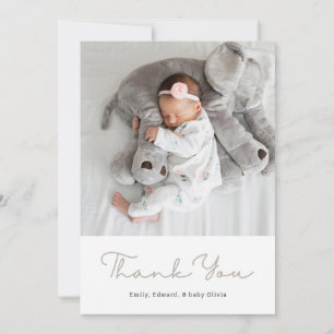 Elegant neutral banderoll baby shower-foto tack kort