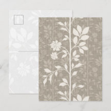 Elegant neutral beige blomstergin konst vykort