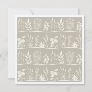 Elegant neutral beige minimalist botanisk silhuett anteckningskort