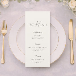 Elegant neutral beige randig menykort för bröllop meny