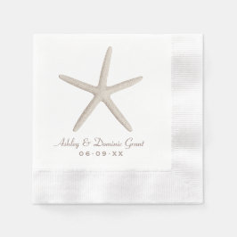 Elegant neutral beige sjöstjärna bröllopsmonogram pappersservett