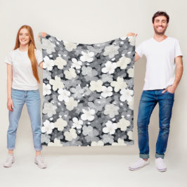 Elegant neutral blom grå blommönster fleecefilt