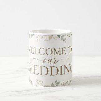 Elegant Neutral Blommig Akvarell Bröllop Välkommen Kaffemugg