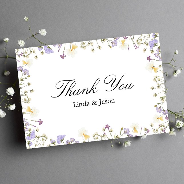 Elegant Neutral Blommig Bröllopstackkort Inbjudningar (Elegant neutral floral thank you card shares heartfelt gratitude with timeless charm.)