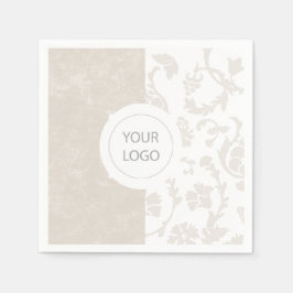 Elegant Neutral Blommig Damask Logotyp Fest Pappersservett