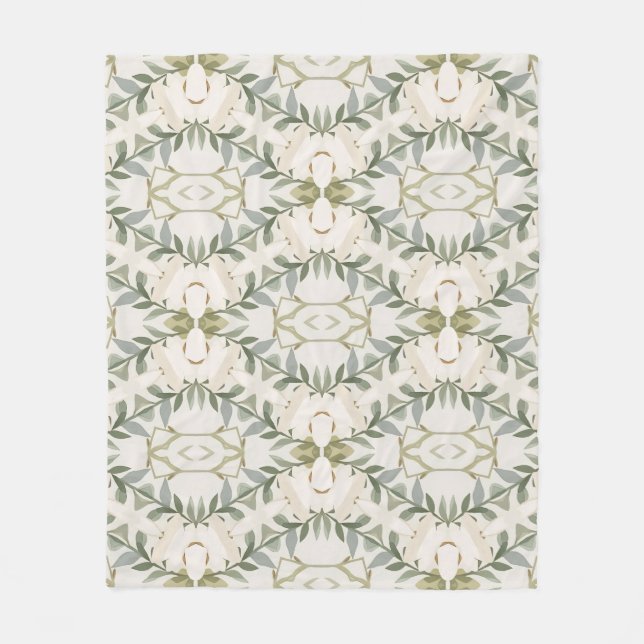 Elegant neutral blomster mönster fleecefilt (Framsidan)