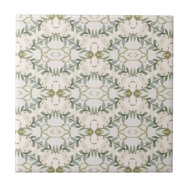 Elegant neutral blomsterdesign kakelplatta (Framsidan)