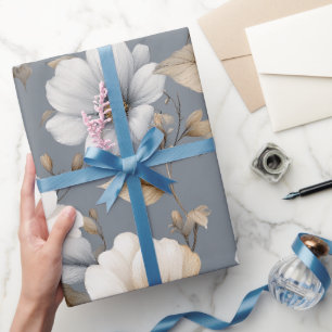 Elegant neutral blomstergrå blommönster presentpapper