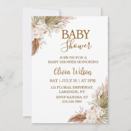 Elegant Neutral Boho Blommig Bebis Shower Inbjudningar