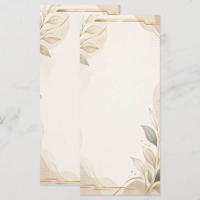 Elegant neutral botanisk bröllopsprogram. program (Fram/baksida)