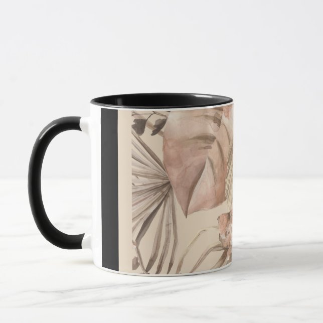 Elegant neutral botanisk konsttryck mugg (Vänster)