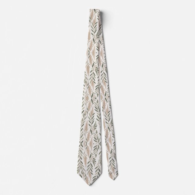 Elegant Neutral Botanisk Oliv Pampas Slips (Framsida)