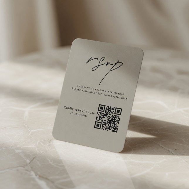 Elegant Neutral Bröllop RSVP QR-kod Svar  Tilläggskort (Skapare uppladdad)