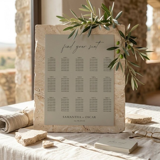 Elegant Neutral Bröllopsplatsskiljetecken Poster (Skapare uppladdad)
