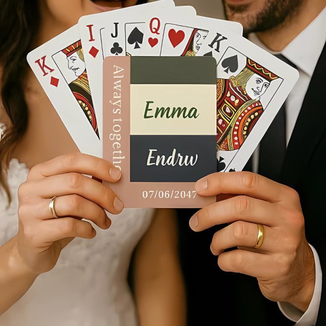 Elegant Neutral Color Wedding /Personalized Couple Casinokort (Skapare uppladdad)