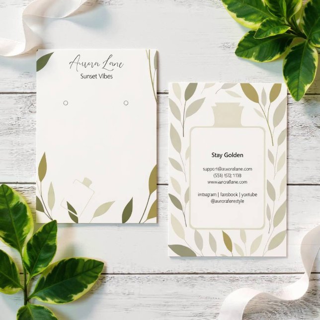 Elegant Neutral Doftkort med Växttryck Visitkort (Perfume Foliage Print)