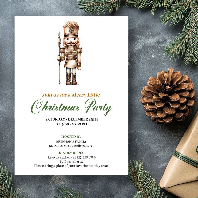 Elegant Neutral Earthy Colors Christmas Invitation Inbjudningar (Elegant Neutral Earthy Colors Christmas Invitation)