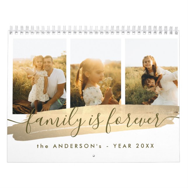 Elegant neutral estetisk familjefoto  kalender (Omslag)