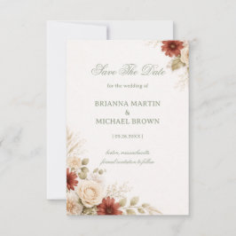 Elegant Neutral Floral Soft Spara Datumet