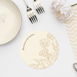 Elegant Neutral Floral Wedding Coaster Underlägg Papper Rund