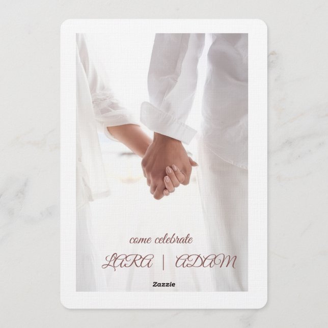 Elegant Neutral Floral Wedding Invitation Inbjudningar (Baksida)