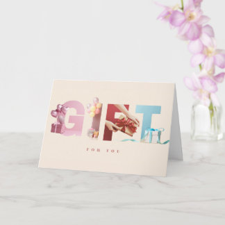 Elegant Neutral GIFT Birthday Photo Typography Kort