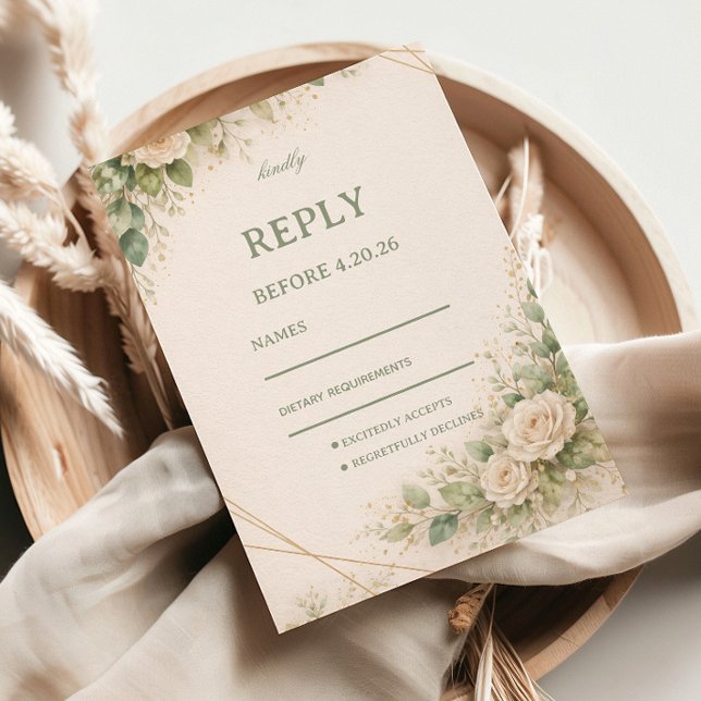 Elegant Neutral Greenery Floral OSA Kort (Skapare uppladdad)