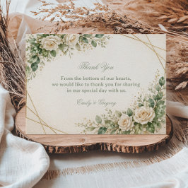Elegant Neutral Grönska Blommig Tack Kort