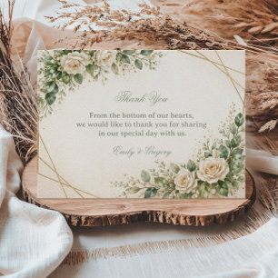 Elegant Neutral Grönska Blommig Tack Kort