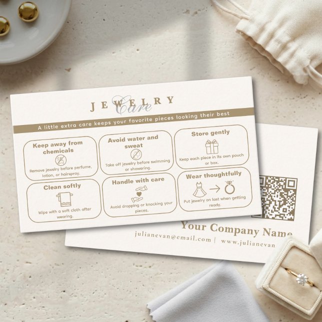 Elegant Neutral Guld Smyckes Kort Insats Kort (Elegant Neutral Gold Jewelry Card Insert Card)