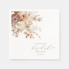 Elegant neutral höstblommig bröllopsdusch pappersservett