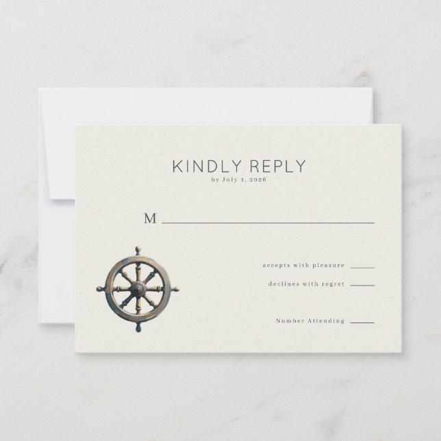 Elegant Neutral Nautical Wheel OSA Kort (Framsida)