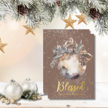 Elegant Neutral Ornament Guld Välsignad Skrift